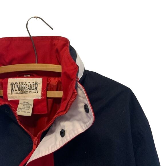 Vintage 90s Original Windbreaker brand red white and blue zip up jacket coat xl - Picture 4 of 8